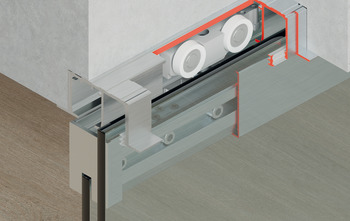 Sliding door fitting, Häfele Slido D-Line11 50L / 80L / 120L, set without running track