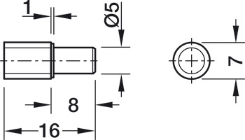 Shelf support, for inserting into drill hole ⌀ 5 mm, steel with plastic cap