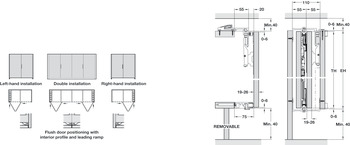 Wooden folding sliding doors, HAWA Folding Concepta 25, set, hinges with soft closing mechanism