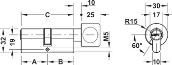 Thumbturn cylinder, standard profile, Econo, Startec, keyed different