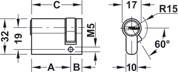 Profile Cylinder, standard profile, Econo, Startec, keyed different