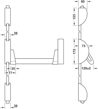 Panic exit device, PASS, grey