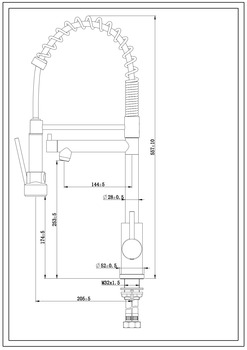 Kitchen Mixer Tap, Pull Down Spout, Brushed Stainless