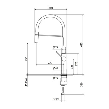 Kitchen Mixer Tap, Flexible Spout, Matte Black