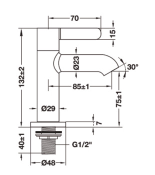 Basin Tap, Cold Water, Brass Body, Chrome