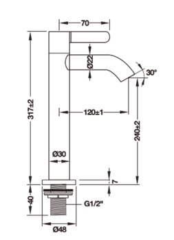 Basin Tap, Cold Water, Brass Body, Chrome