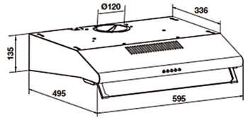 Slim Cooker Hood, Push Button Control, Stainless, 60 cm