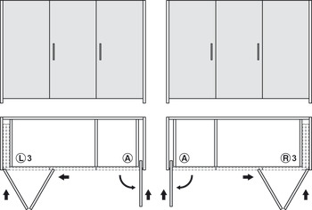 Wooden folding sliding doors, HAWA Folding Concepta 25, set, hinges with soft closing mechanism