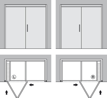 Wooden folding sliding doors, HAWA Folding Concepta 25, set, hinges with soft closing mechanism