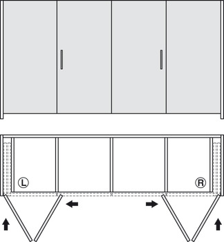 Wooden folding sliding doors, HAWA Folding Concepta 25, set, hinges with soft closing mechanism