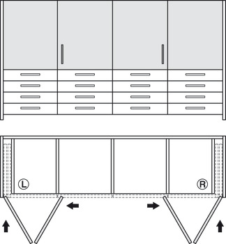 Wooden folding sliding doors, HAWA Folding Concepta 25, set, hinges with soft closing mechanism