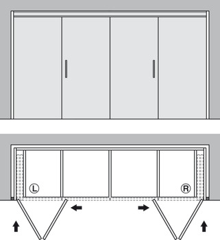 Wooden folding sliding doors, HAWA Folding Concepta 25, set, hinges with soft closing mechanism