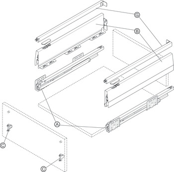 Side railing, Rectangular, Häfele Matrix Box P