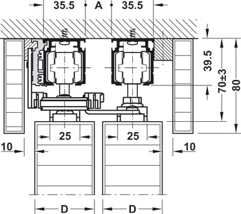 Sliding door fitting, Slido Classic 100-A stacking, set