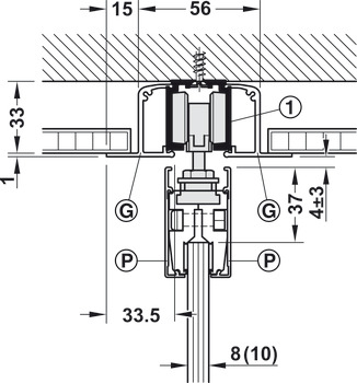 Sliding door fitting, Häfele Slido D-Line11 50L / 80L / 120L, set without running track