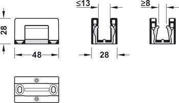 Sliding door fitting, Häfele Slido D-Line11 50L / 80L / 120L, set without running track