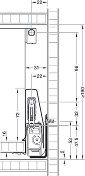 Side railing, Rectangular, Häfele Matrix Box P